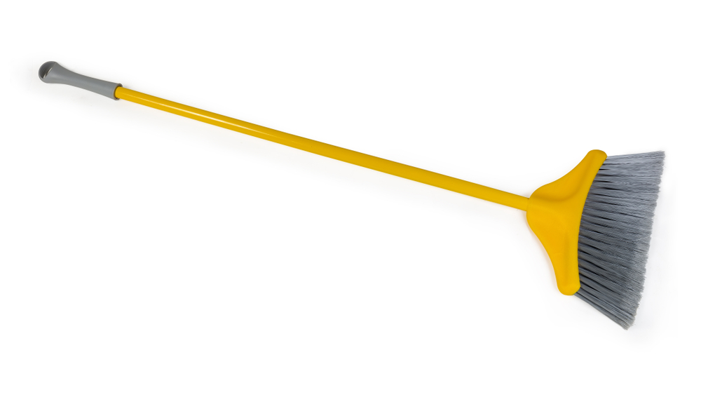 Productos desechables (Yellow,Plastic,Broom,With,Gray,Bristles,For,Sweeping,Floors,On)